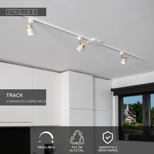 Lucide TRACK Conector en L - Sistema de carril monofásico / Iluminación con rieles - Derecho - Blanco(Extensión) - USP